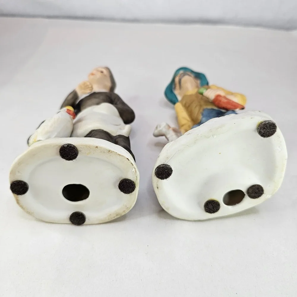 VTG Farmer Couple Figurines Old Man Woman with Chicken Vegetables‎ Carrying Bags